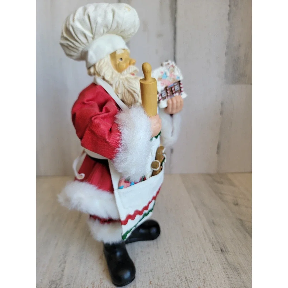 Vintage clothtique Santa Claus Baker gingerbread house Xmas unique Home
